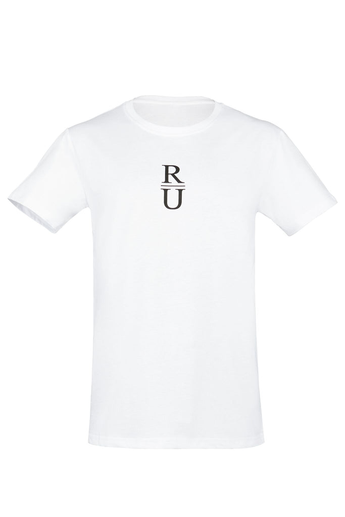 White Printed Cotton Jersey T-Shirt - RU Logo
