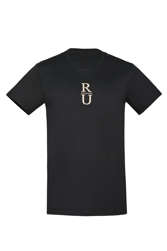 Black Printed Cotton Jersey T-Shirt - RU Logo